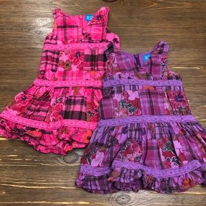 100% Cotton Fully Lined Dresses Pink/Purple Twins